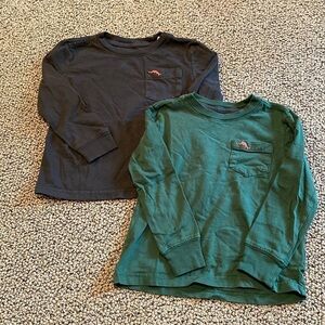 Bundle of 2 Tommy Bahama Long Sleeved Black & Green Shirts Size Boys 4 in EUC
